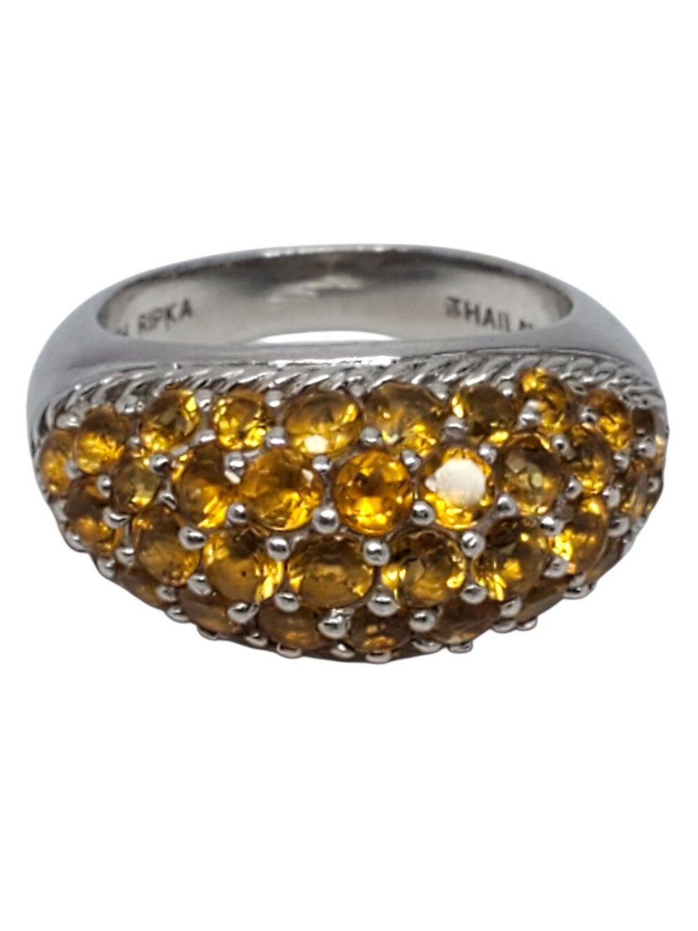 Judith Ripka Sterling Silver Orange Citrine Dome Ring Size 7 #23868
